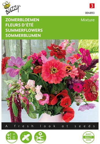 Sommerblumen Rosa und Rot Mischung - Buzzy