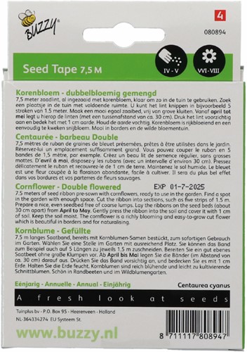 Kornblume Gefüllte Mischung Saatband – Buzzy Seed Tape-2
